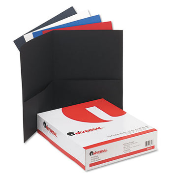 Universal® Two-pocket Portfolio, Embossed Leather Grain Paper, 11 X 8.5, Assorted Colors, 25-box freeshipping - TVN Wholesale